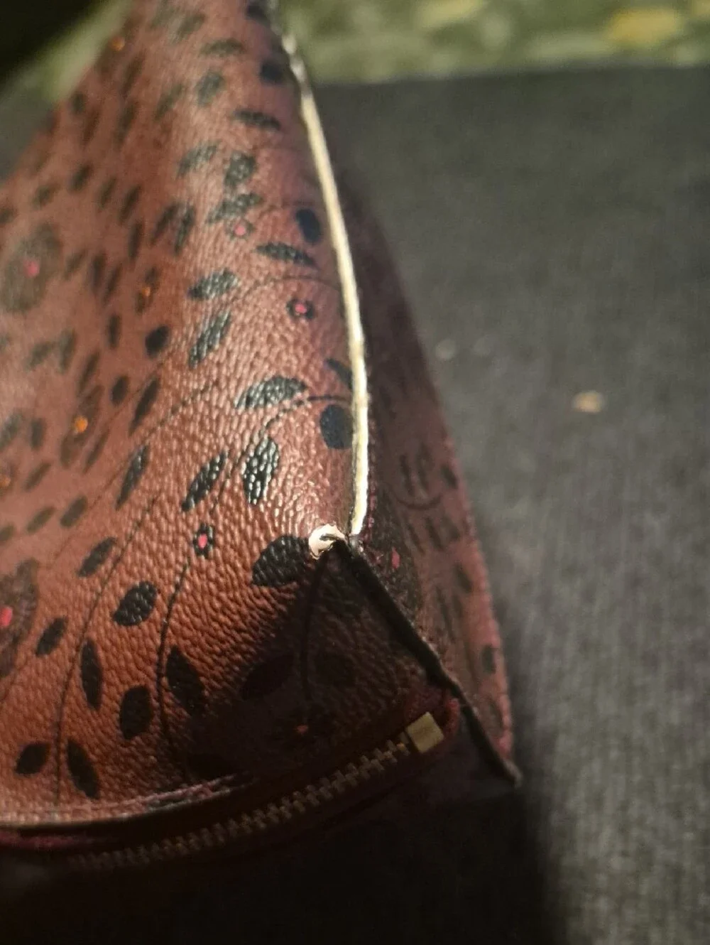 Coach Brown Willow Floral Print Leather Cosmetic Case with Gold Hardware